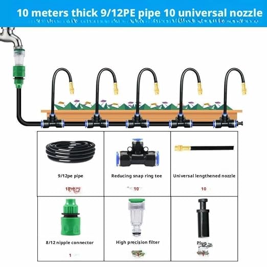 360° Curved Garden Automatic Irrigation Kit for GardenBendable Adjustable Nozzle Drip Irrigation Garden Watering for Flower Greenhouse Nursery(10per 10 Meters)