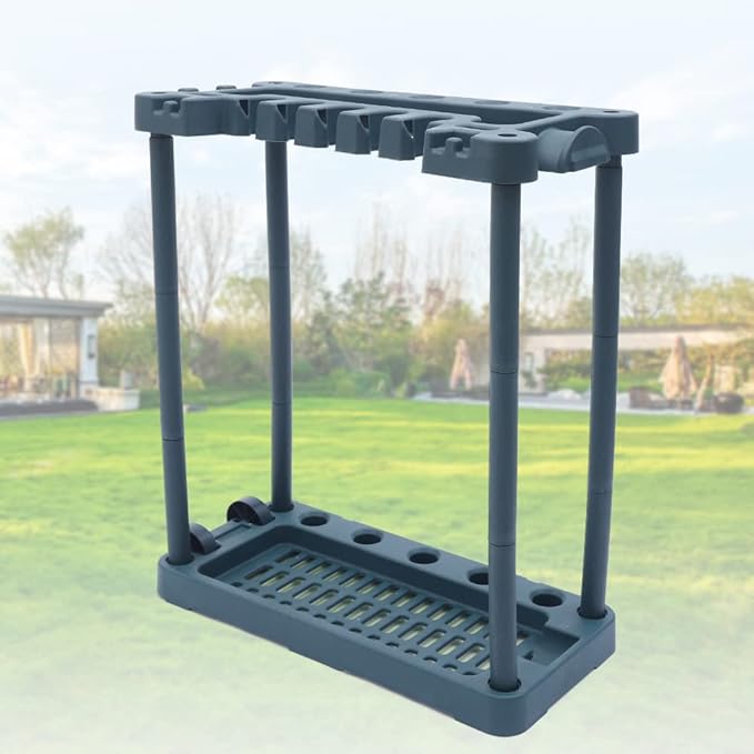 Garden Tool Organizer Rolling Garden Tool Storage Rack Tower with 2 Wheels Heavy Duty Garden Tool StandUp to 40 Long-Handled Tools/Rakes/Brooms for Indoor and Outdoor