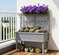 Elevated Wooden Raised Garden Bed with Trellis - Heavy-Duty 132 lbs Capacity Self-Draining Planter Box for Climbing Plants &amp Flowers Outdoor Vertical Gardening Solution (Grey)