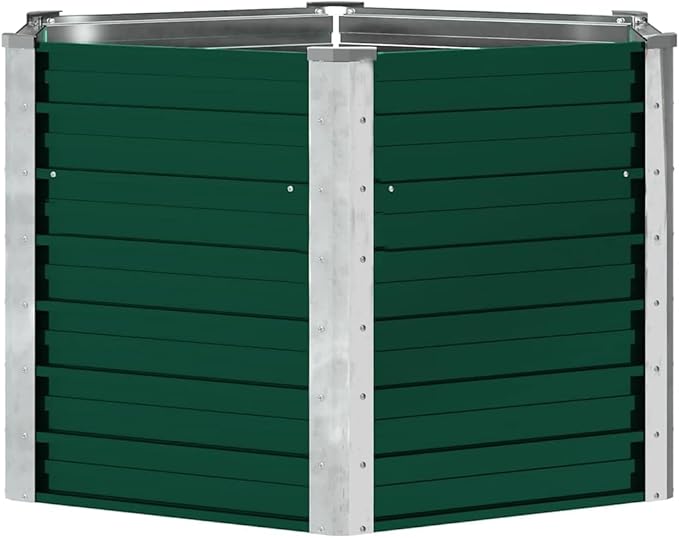 Hexagonal Green Galvanized Steel Raised Garden Bed 50.8x50.8x30.3 Inch Planter for Outdoor Plants Weathered Finish Tall Raised Bed for Gardening