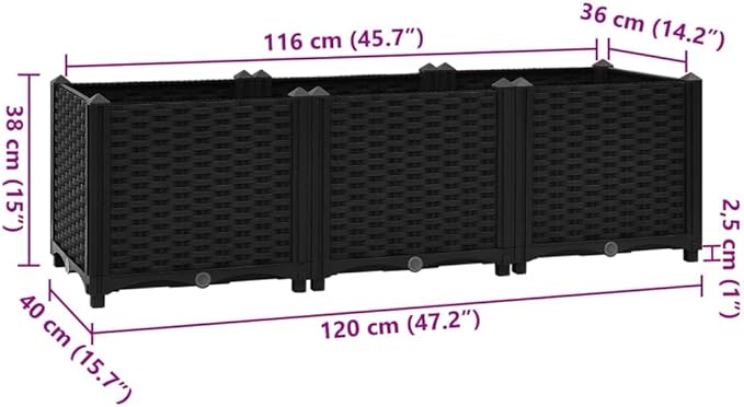 SKM Raised Bed 160x40x38 cm Polypropylene (Weight-15KG)-6533