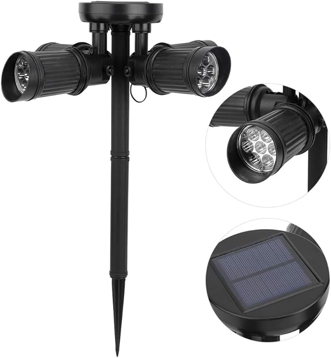 Solar Lawn Lights LED Spotlight Outdoor Landscape Lighting with 28 LED Beads Adjustable Light Heads for Yard Garden Patio IP65 Water Solar Powered Lights wi