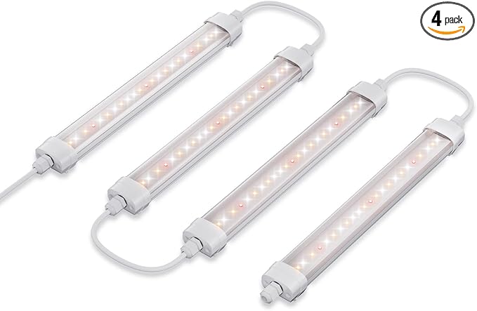 Spider Farmer Glow30 LED Grow Lights Kits Sunlike Full Spectrum Integrated Plant Waterproof Growing Lamp Supplemental Bars for Grow Tent Indoor Greenhouse Plant Seedling Veg Flower 4-Pack