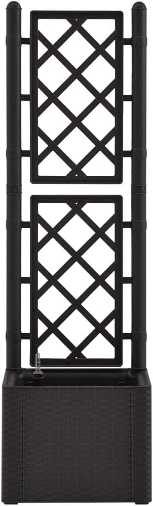 Garden Raised Bed with Trellis and Self Watering System PP Planter with Trellis Planter Box with Trellis Raised Garden Bed Outdoor for Plants Hanging Flower Baskets Anthracite