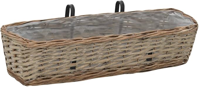 Balcony Planter 2 pcs Planter Boxes Patio planters Raised Flower Bed Horse Trough planters Suitable for Orchard Corridor Nursery Courtyard Wicker with PE Lining 23.6