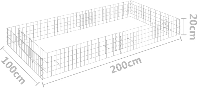 Galvanized Steel Gabion Raised Bed - 78.7x39.4x7.9 Metal Planter Box for Outdoor Flower Plant Vegetable Gardening - Large Metal Beds