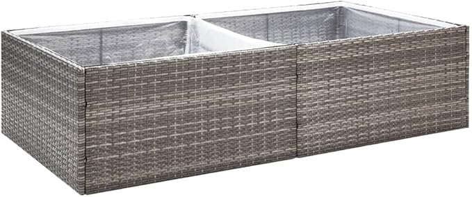 Garden Planter Garden Raised Beds Planter Boxes Standing planters Gardening Box Suitable for Corridor Nursery Courtyard Orchard Gray 61.8x31.5x15.7 Poly Rattan