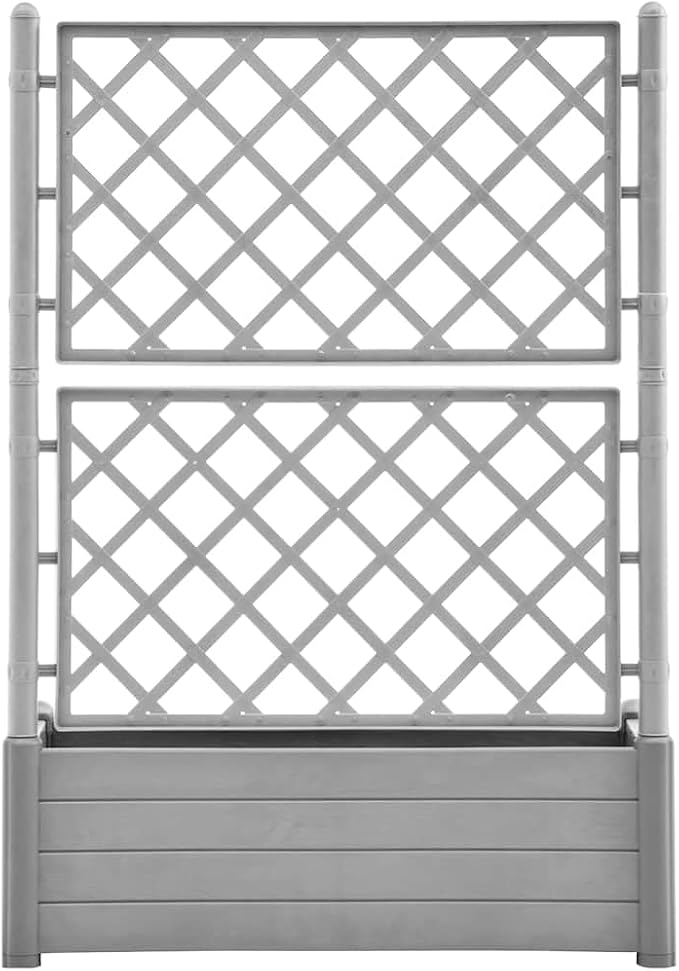 Garden Planter with Trellis Standing planters Raised Flower Bed Garden beds Outdoor Planter Boxes Suitable for Corridor Courtyard Orchard Nursery 39.4x16.9x55.9 PP Stone Gray