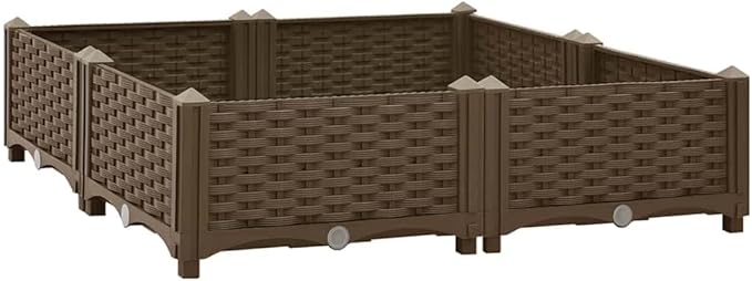 Raised Bed Brown Polypropylene Medium Durable Raised Bed Gardening Pots &amp Planters 316524