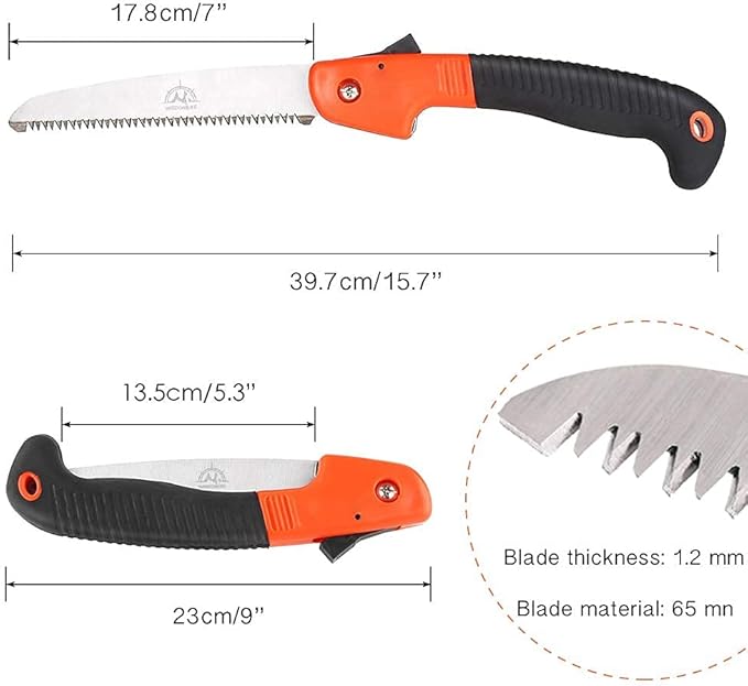 7 Pieces Garden Tools Set Pruning Saw Non-Slip Handle with Anti-Rust Trowel Cultivator Pruning Shear Water Sprayer Gloves with Claws Carrying Case