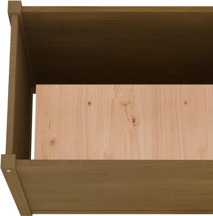 Large Honey Brown Solid Pinewood Garden Planter 39.4x39.4x27.6 Inch Raised Garden Bed Outdoor Rectangular Planter Box for Patio Terrace Gardening