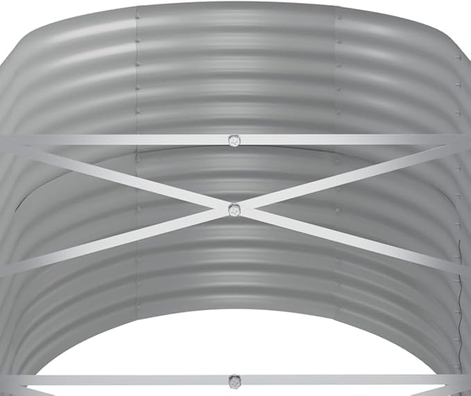 Large Oval Raised Garden Bed 173x173x27 in Heavy-Duty Powder-Coated Steel Planter Box for Vegetables Flowers Herbs Spacious Outdoor Raised Bed for Patio Balcony Modern Grey