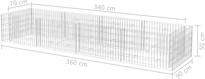 Outdoor Garden Gabion Basket Planter Steel Garden Decoration for Patio Garden Swimming Pool Terrace Gabion Raised Bed Steel 141.7x35.4x19.7