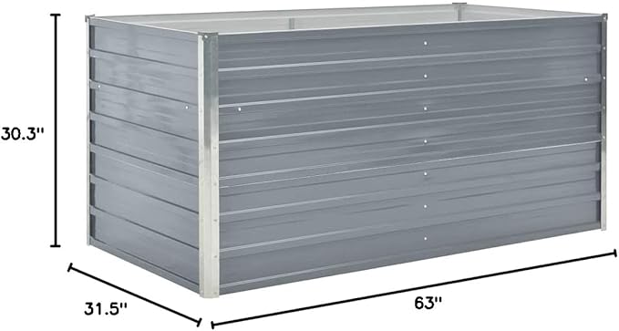 Garden Planter Raised Bed Galvanized Steel Patio Flower Plant Vegetable Bed with Open Bottom Lawn Backyard Outdoor Patio DIY Decor Gray 63x31.5x30.3