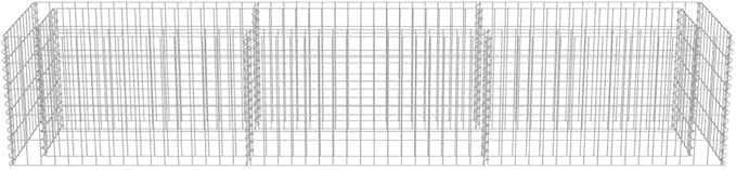 Galvanized Steel Gabion Planter Raised Bed Outdoor Garden Galvanized Steel Wire Mesh Grid Stone Wall Flower Raised Bed for Vegetables Flowers Plants 106.3x19.7x19.7