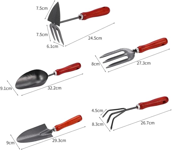 Kichvoe Garden Rake and Planting Shovel Set 5pcs Outdoor Gardening Tools for Flower and Vegetable Planting with Durable and Ergonomic Handles