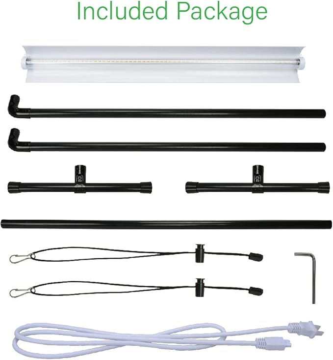 2 feet LED Grow Light Stand for SeedlingIron Pipe Framewith Natural White Light Full Spectrum LED Plant Growing Lamp Light Height Ajustablewith Timer Outlet