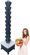 Vertical Hydroponic TowerSoilless Hydroponic Planting Columns TowerVertical Tower PlantersHydroponics Growing Towerfor Indoor/Outdoor Gray-10-layer