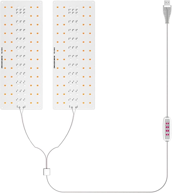 LED Plant Growth Lamp Dimmable Full Spectrum Indoor Grow Light USB 5V Greenhouses (Double Head)