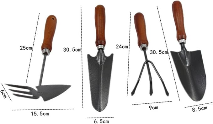 4pcs Mini Garden Tool Set Thickened Iron Shovel with Handle for Transplanting Cultivating Weeding Lightweight Gardening Tools for Planting and Outdoor Use