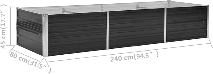 Raised Garden Bed Spacious Weather-Resistant Galvanized Steel Planter Box 94.5 x 31.5 x 17.7 in for Outdoor Gardening Vegetables Flowers
