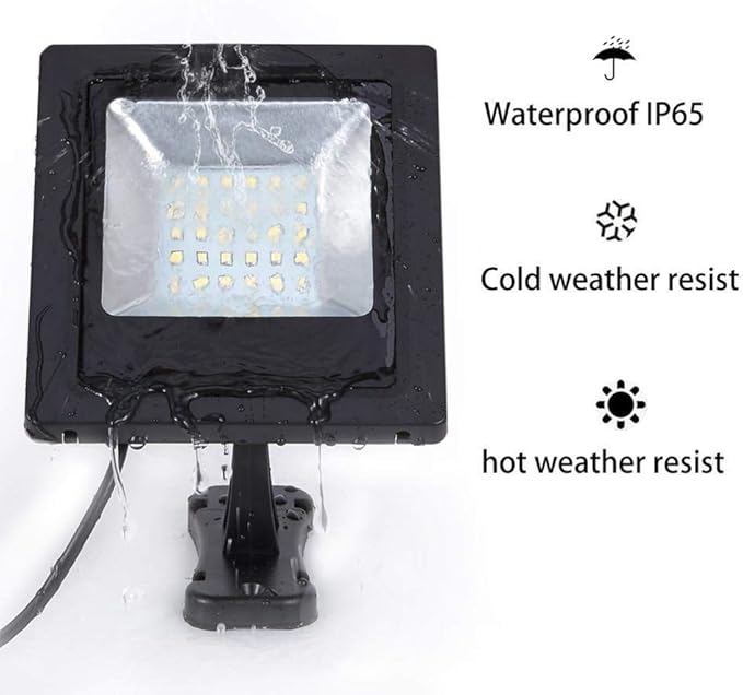 Landscape Lights Solar Lawn Light LED Garden 30LED Floodlight Solar Garden Light Adjustable Solar Panel Security Lamp Waterproof for Lighting LED Street Lamp (5M Cable White)
