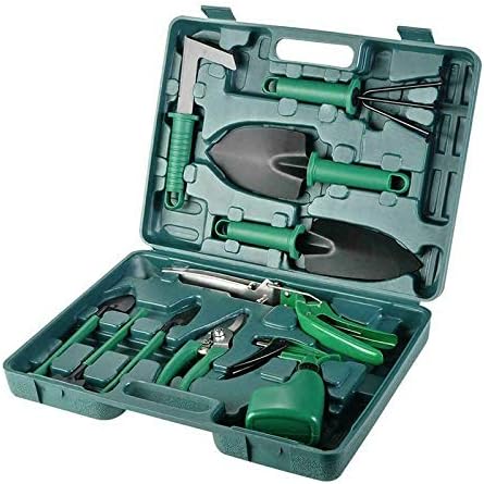 10pcs/Set Gardening Garden Tools Set Ergonomic Non Slip Trowel Rake Pruner Shears with Storage Case