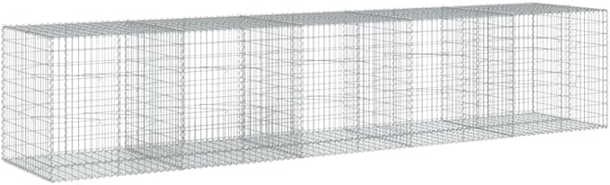 Galvanized Gabion Basket with Cover 196.9x39.4x39.4 Metal Raised Garden Bed Planter Box for Outdoor Landscaping Retaining Walls &amp Decorative Features