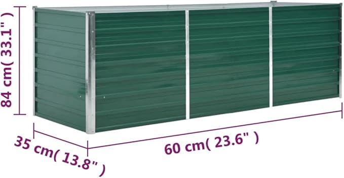 Garden Raised BedRectangular Garden PlanterPlant Elevated Garden Box Gardening PotsPlantersfor Backyard Patio Balcony Garden Galvanized Steel 94.5x31.5x31.3 Green