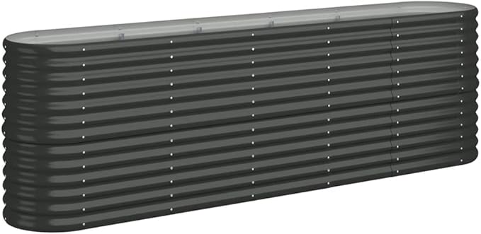 SKM Garden Raised Bed Powder-Coated Steel 88.2x15.7x26.8 Anthracite (11.72 KG/25.784 LBS)
