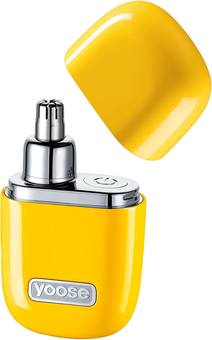 yoose Nose Hair Trimmer Alloy Portable Painless Nose Hair Trimmer for Men Women IPX7 Waterproof Travel Size USB-C Rechargeable Nose Trimmer with Dust Protection Cap Dual Edge Blade Yellow