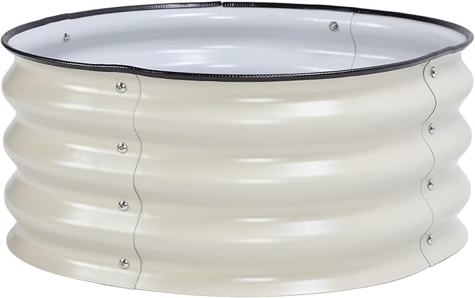 GOWENIC Raised Garden Bed Galvanized Metal Planter Box for Vegetables Flower with Open Bottom Drain Design Round Corners Easy to Install 23.6x23.6x11in 9.6lb for Home