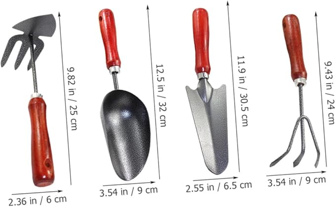 Happyyami 4pcs Gardening Tool Set Hand Trowel Garden Shovel Narrow Spade Claw Rake and Soil Scoop for Planting and Digging in Pots and Garden Beds