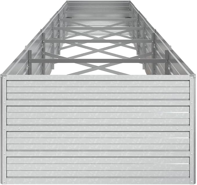 Large Galvanized Steel Raised Garden Bed Silver Rectangular Outdoor Planter for Vegetables Herbs Flowers 189x31.5x17.7 Inch Durable Metal Planter Box