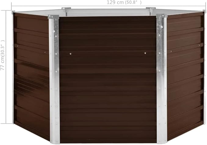 Raised Garden Bed Brown Hexagonal Galvanized Steel Planter 50.8x50.8x30.3 inch Outdoor Planter Box for Vegetables Flowers Herbs Heavy Duty