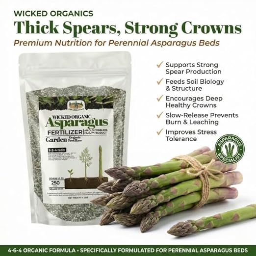Old Cobblers Farm™ Wicked Organics Organic Asparagus Fertilizer - All-Natural Plant Nutrients for Healthy Growth (5lbs/10lbs/15lbs/20lbs) (15lbs)