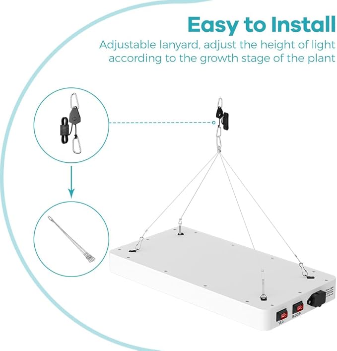 800W High-Efficiency LED Plant Lights 287 LEDs with an Optimized Red-Blue Spectrum Dimmable Veg/Bloom Modes and Adjustable Violet Lighting Guarantee Precise Plant Growth Regulation for Indoor Gardens