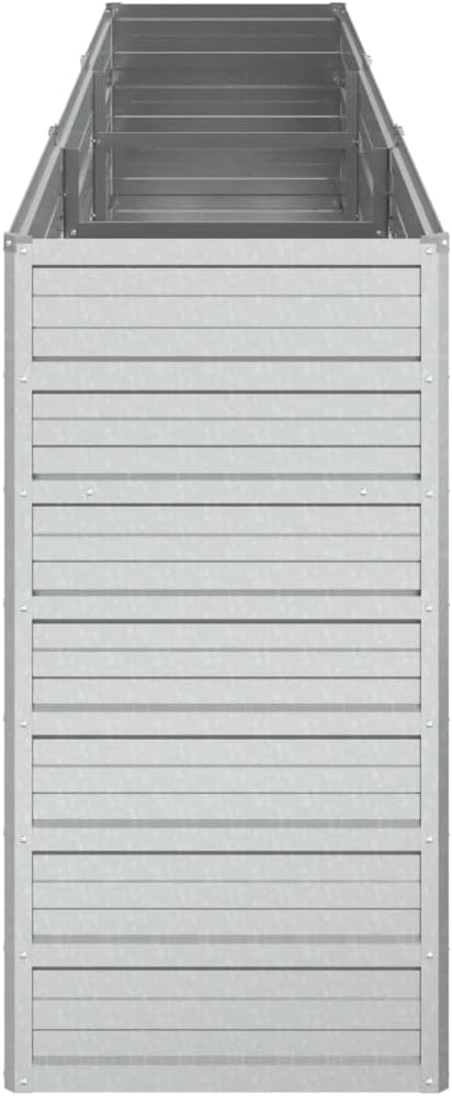 Garden Raised Planter Raised bedsGalvanized PlanterFlower BedTroughMetal PlanterRaised Garden BedBed 94.5x15.7x30.3 Galvanized Steel Silver
