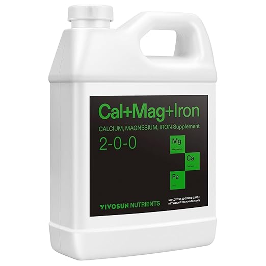 VIVOSUN Cal+Mag+Iron (2-0-0) Calcium Magnesium &amp Iron Supplement Liquid Nutrient Fertilizer for All Plants Concentrated Plant Food for Soil/Soilless Cultivation Hydroponics 1 Quart