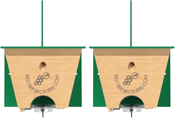 Best Bee Brothers Turbo Trap 2.0 Professional-Grade Carpenter Bee Trap for Outside with Bee Vault Large Viewport &amp Spring-Loaded Door 4.1” W x 4.8” H x 5.9” D (2 Pack)
