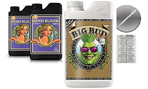 Advanced Nutrients Sensi Bloom A and B 4 Liter with Big Bud Coco Plant 4 Liter Bundle with Conversion Chart and 3mL Pipette