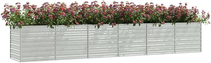 Garden Raised Bed Planter Boxes Garden beds Outdoor Raised Flower Bed Horse Trough planters Suitable for Nursery Corridor Orchard Courtyard 189x31.5x30.3 Galvanized Steel Silver
