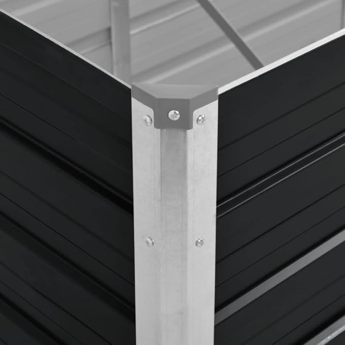 Galvanized Garden Raised Bed Kit Outdoor Galvanized Planter Garden Boxes for Vegetables Large Planter Raised Beds Anthracite 63x15.7x30.3 Galvanized Steel
