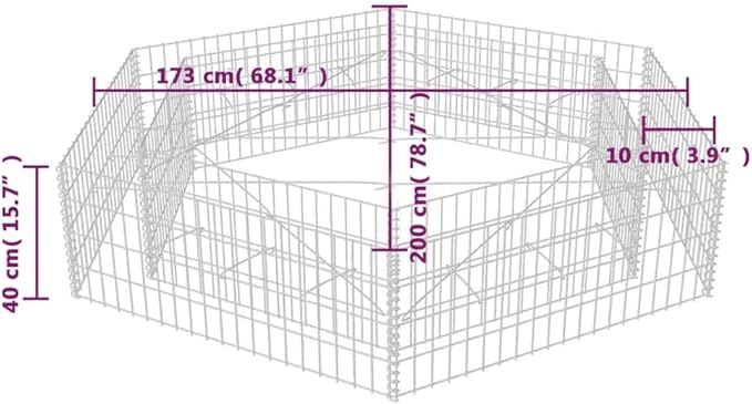 Hexagonal Gabion Raised BedOutdoor Garden GabionsStone BasketsPlanters Raised Vegetable BedsGarden Decoration78.7x68.1x15.7