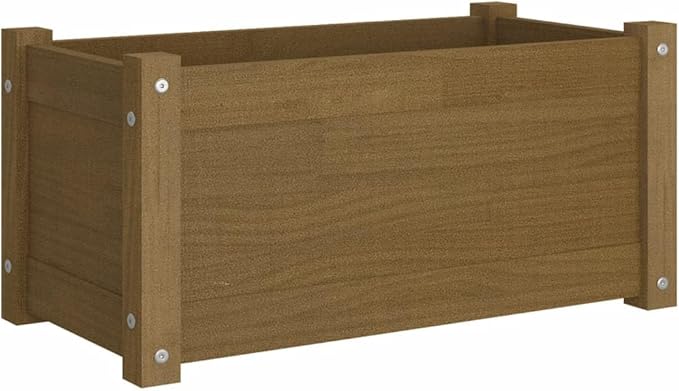 Garden Planters 2 pcs Honey Brown 23.6x12.2x12.2 Solid Wood Pine Raised Garden Bed Outdoor Flower Boxes Planter Boxes for Garden Raised Beds and Vegetables
