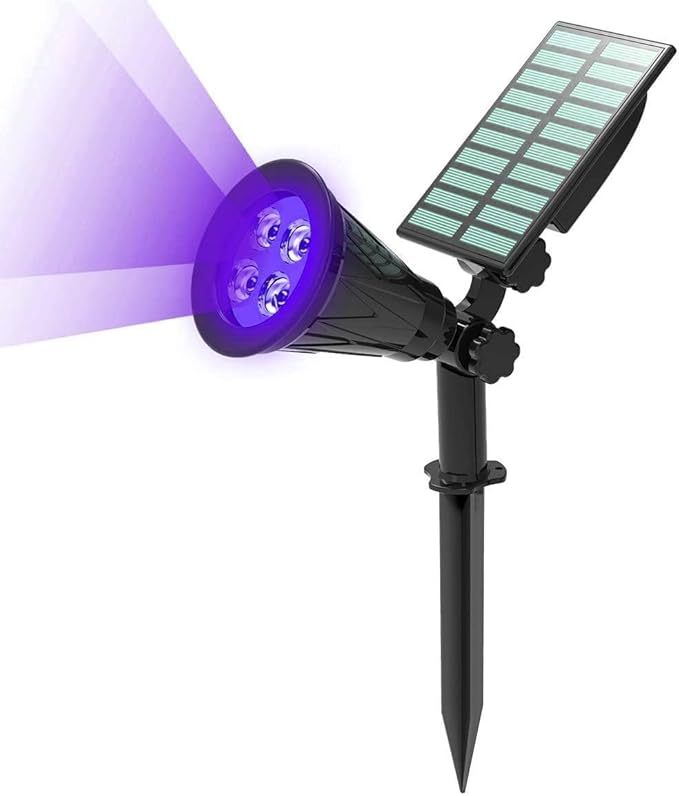 Solar Landscape Lights 4 LED Solar Spotlights 2 in 1 Security Light Solar Lights Outdoor Waterproof for TreePatioYard (Purple)