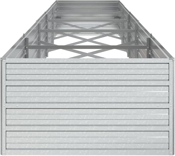 Raised Garden Bed 157.5 x 31.5 x 17.7 Galvanized Steel Silver Outdoor Planter Raised Bed Garden for Vegetables Flowers Herbs and More Easy Drainage Design for Outdoor Use