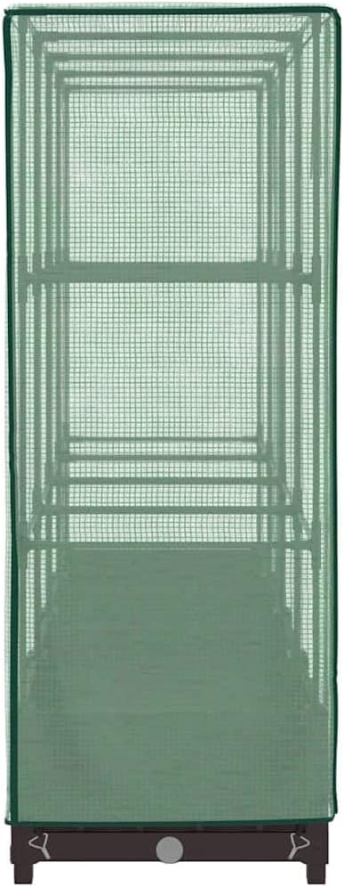 Raised Garden Bed with Greenhouse Cover Brown Polypropylene Polyethylene Iron 63x15.7x48.4 Inch Planter Box for Outdoor Plants Rattan Look