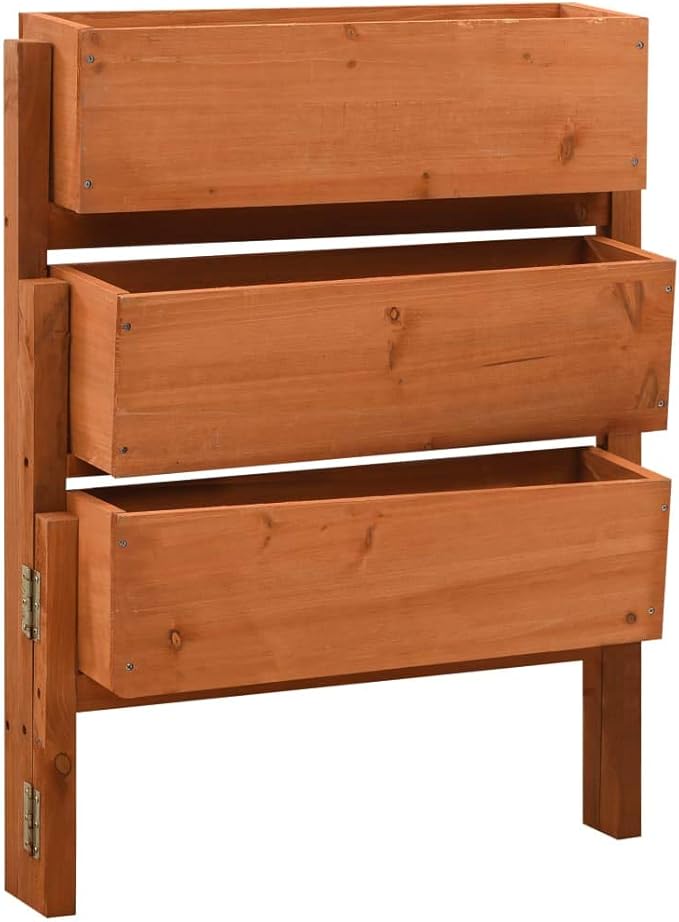 Decorative Garden Raised Bed Vegetable Planting pots Garden Folding Planter Orange 23.6x5.5x29.5 Solid Firwood for Growing Outdoor Plants Vegetables