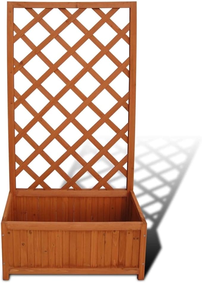Wooden Garden Raised Bed with Trellis Garden Planter with Trellis for Vine Climbing Plants Garden Box Outdoor Raised Garden Bed Garden Planter Box 27.6x11.8x53.1-210